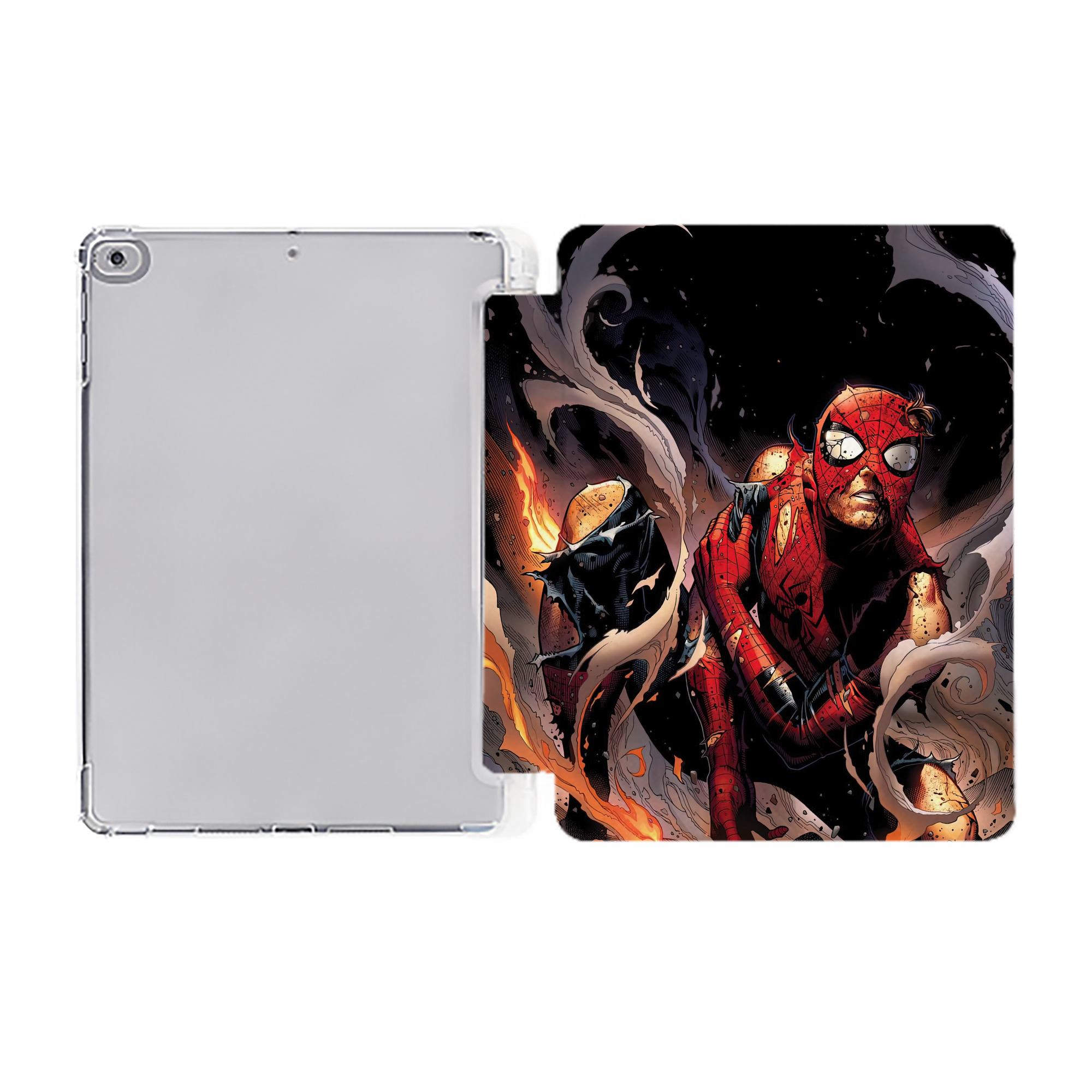 （画像用） Spider Man スパイダーマン IPad ケース ペン収納付き 三つ折りスタンド PUレザー×シリコン 対応機種9.5/10.5/10.9インチ
